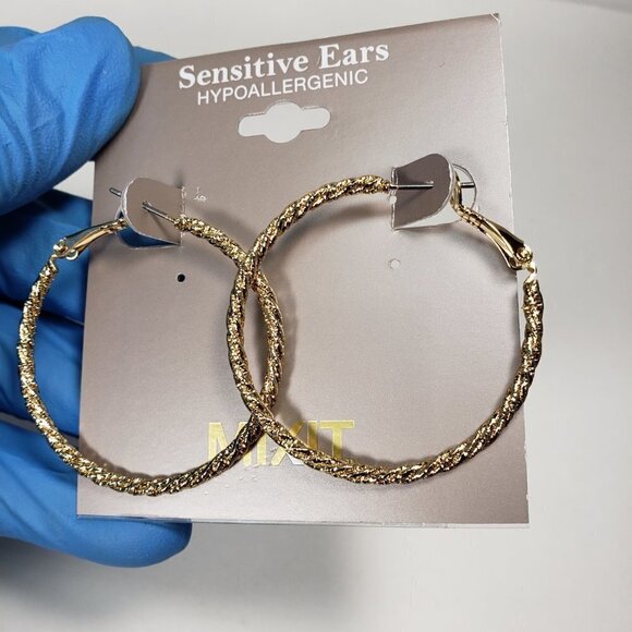 MIXIT Women’s Gold-Tone Twisted Rope Hoop Earrings – 1.5" Hypoallergenic Jewelry - Picture 10 of 11